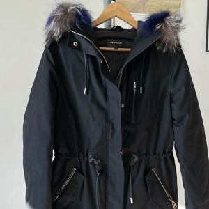 Mackage Chara DXR Down Twill Parka Coat, Black XS, Brandy New